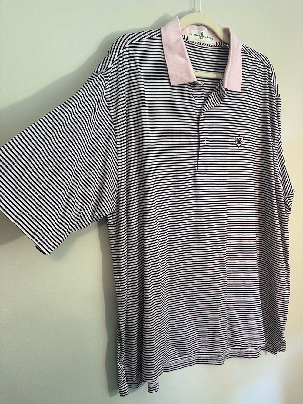 Fairway & Greene Chattanooga Country Club Men’s XL Golf Polo Pink & Navy Stripe